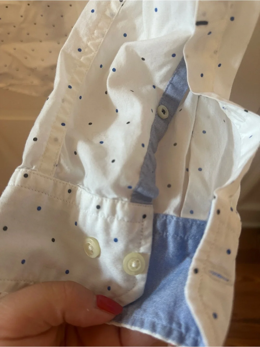 Banana Republic White Dot-Print Button-Down Shirt